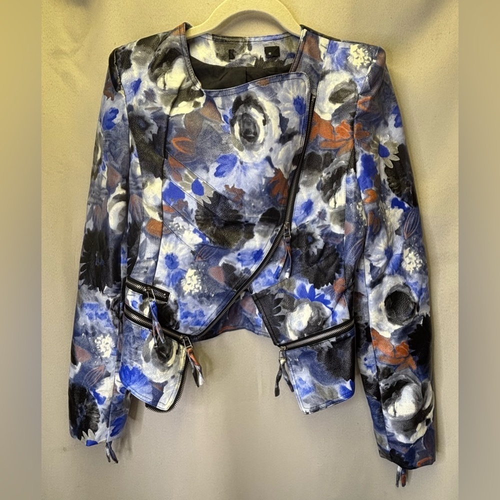 TOV Los Angeles Floral Multi Zipper Power Moto Size 40 US 4/6